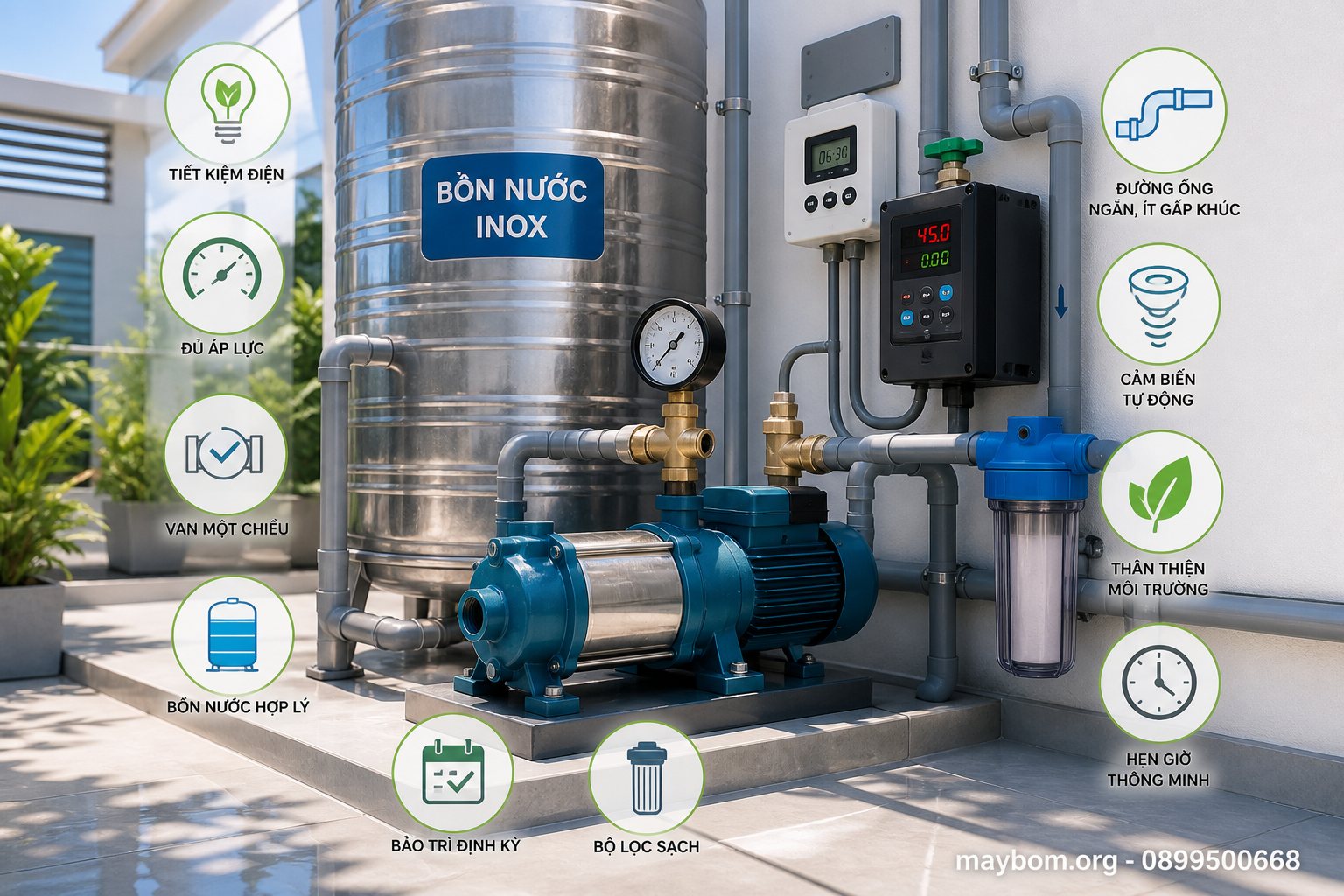 10 cách sử dụng máy bơm tiết kiệm điện mà vẫn đủ áp lực nước