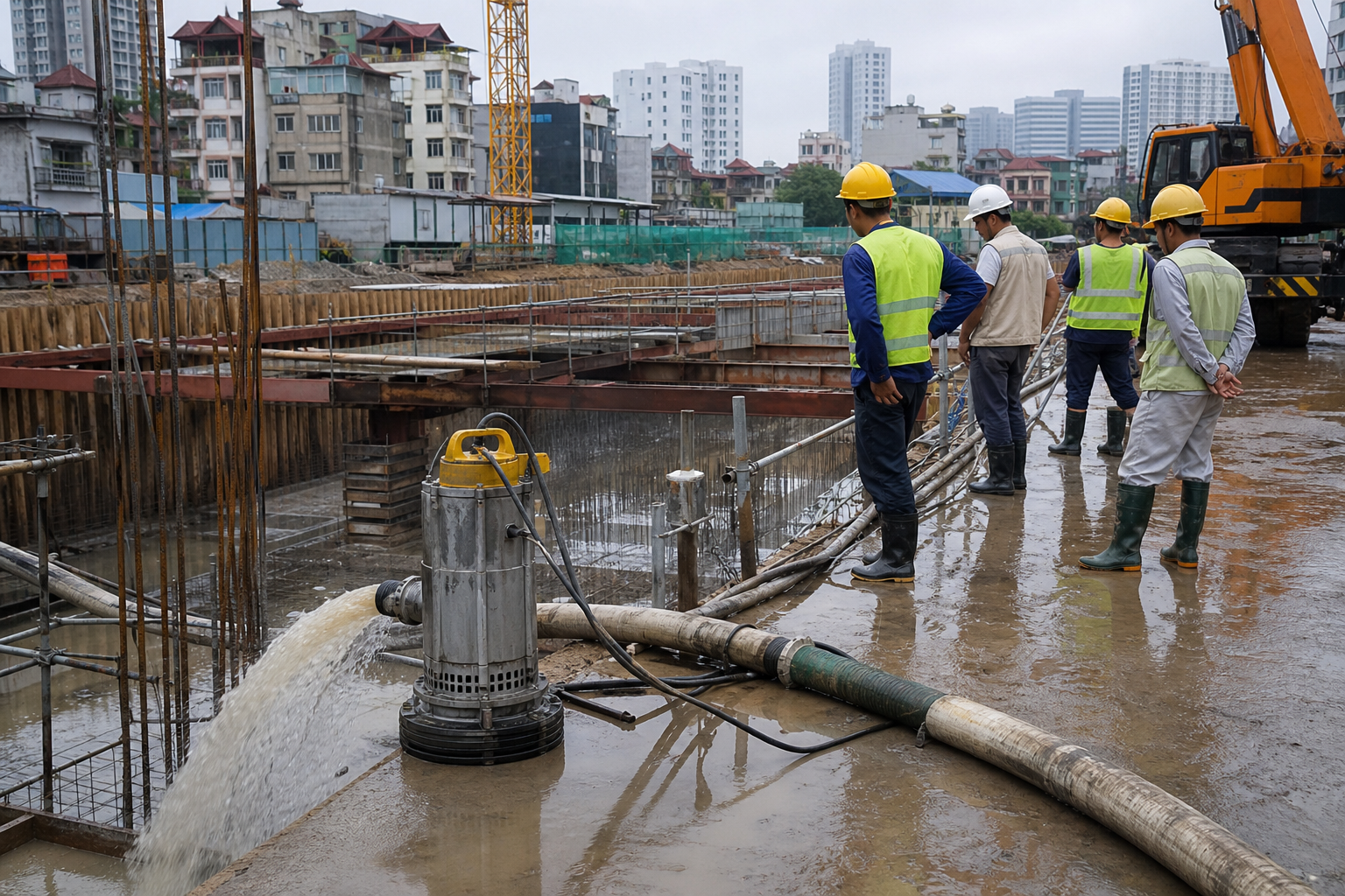 Báo giá máy bơm hố móng công trình tại Hà Nội
