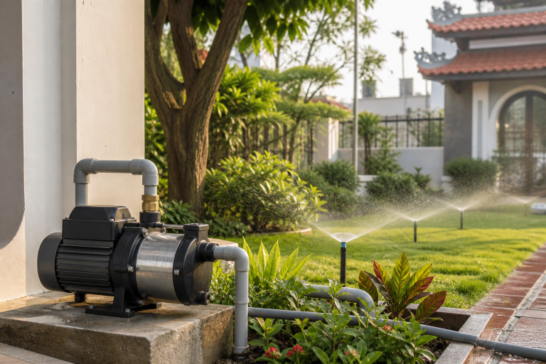 Máy bơm tưới cây lắp cho sân vườn tại Hà Nội