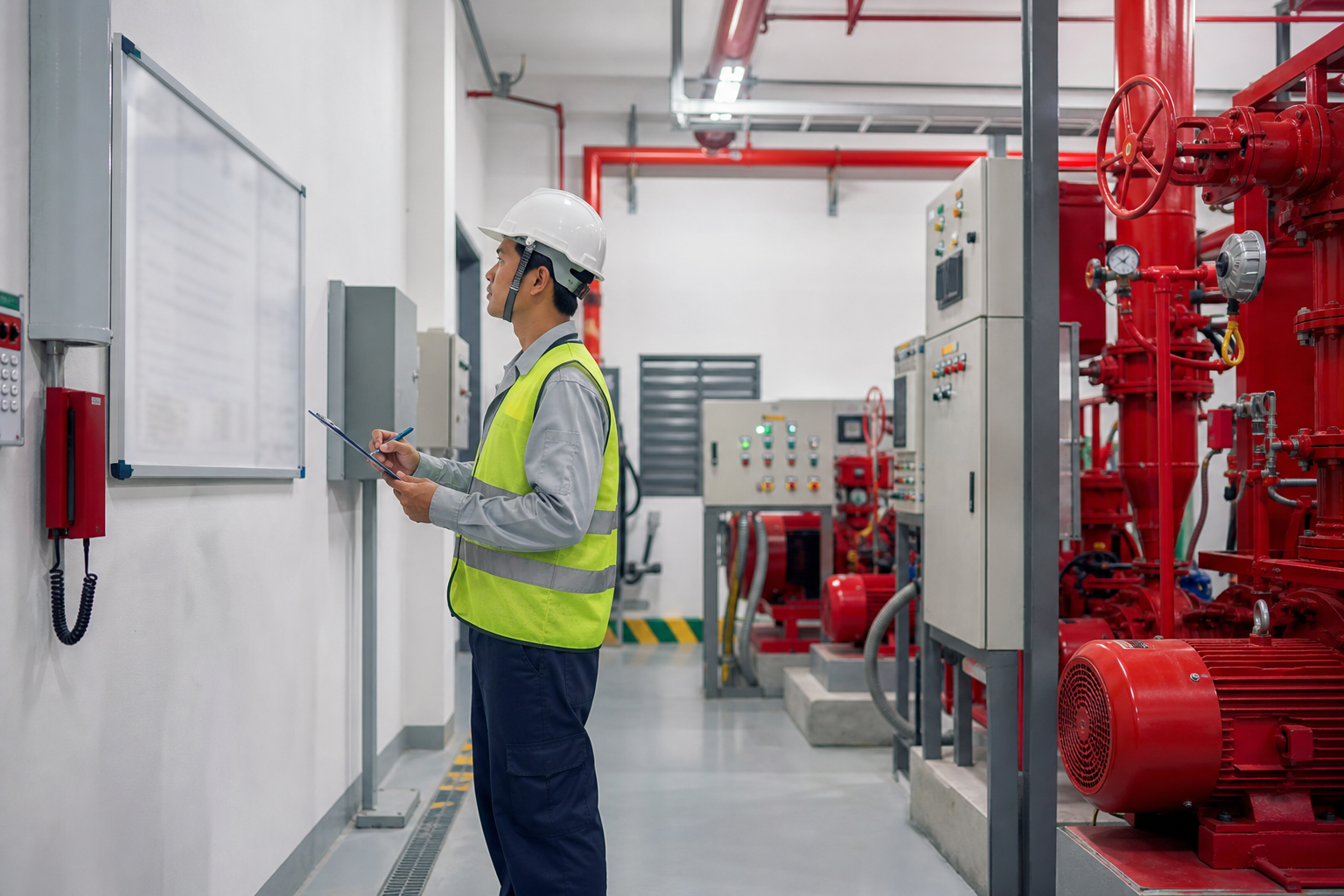 Biển checklist kiểm tra máy bơm PCCC tại Hà Nội