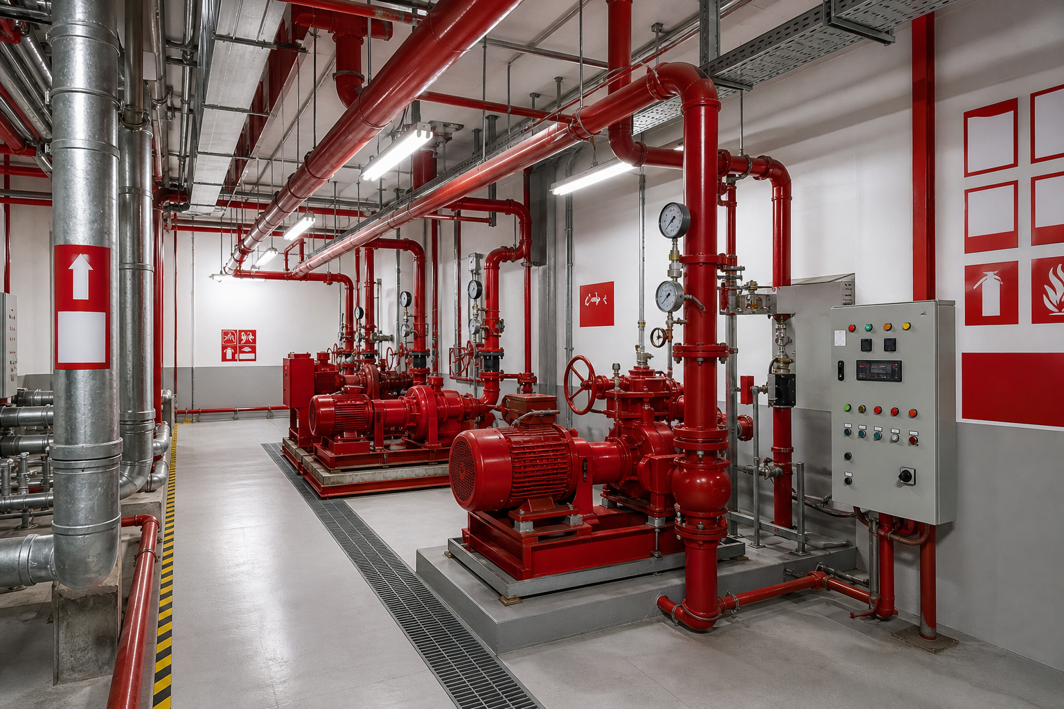 Biển phân khu thiết bị trong phòng bơm PCCC tại Hà Nội