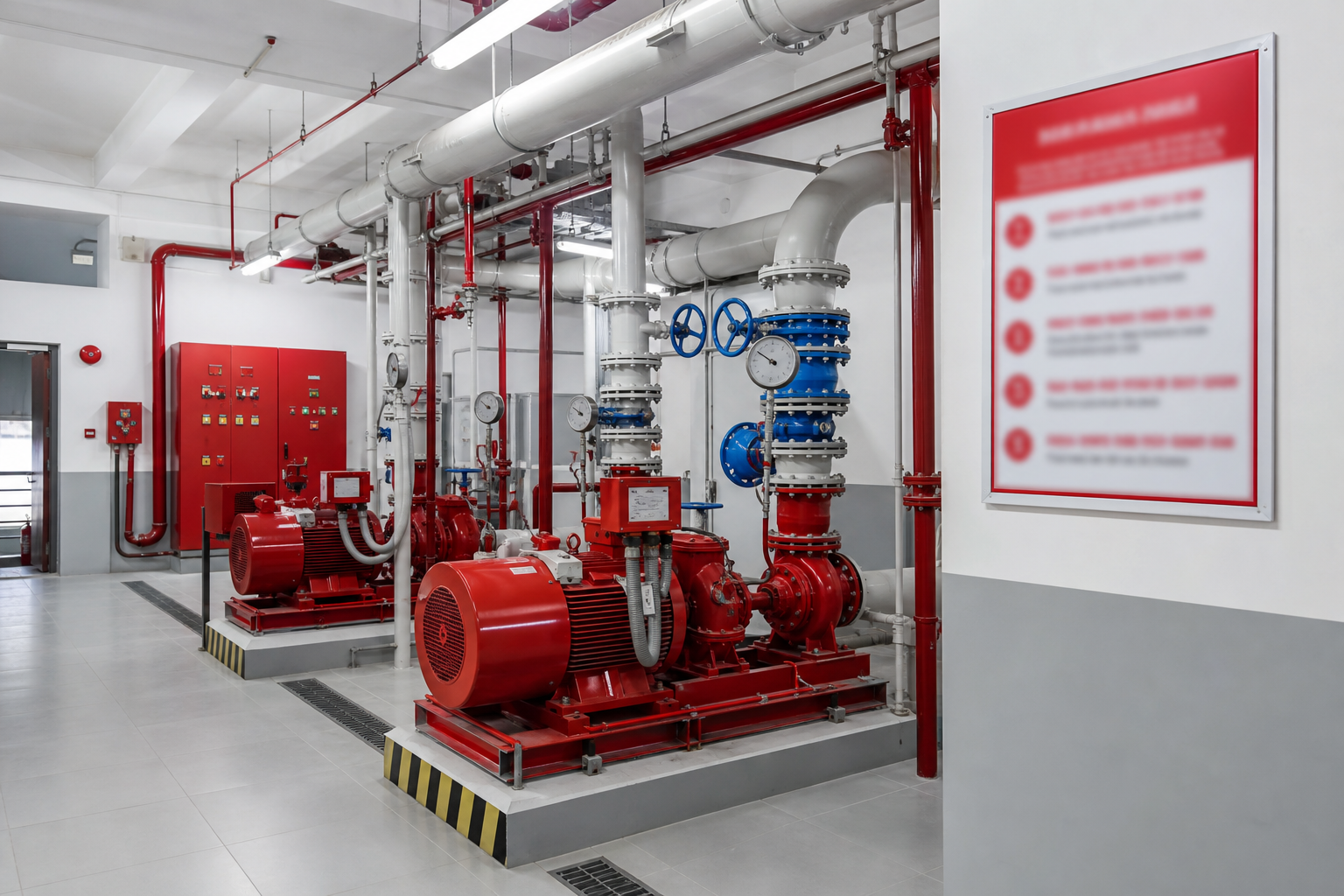Biển quy trình khởi động máy bơm PCCC tại Hà Nội