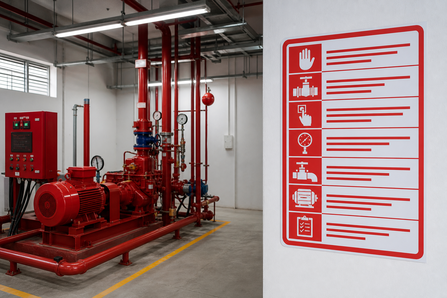 Nội dung nên có trên biển quy trình khởi động máy bơm PCCC - Máy bơm PCCC - Máy Bơm Nhập Khẩu Chính Hãng