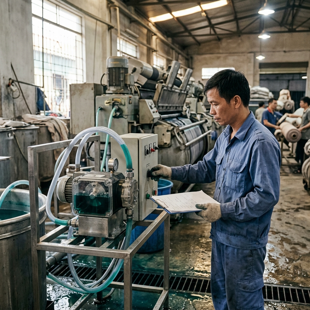 1. Vai trò của bơm định lượng trong dây chuyền dệt nhuộm - Bơm định lượng - Máy Bơm Nhập Khẩu Chính Hãng