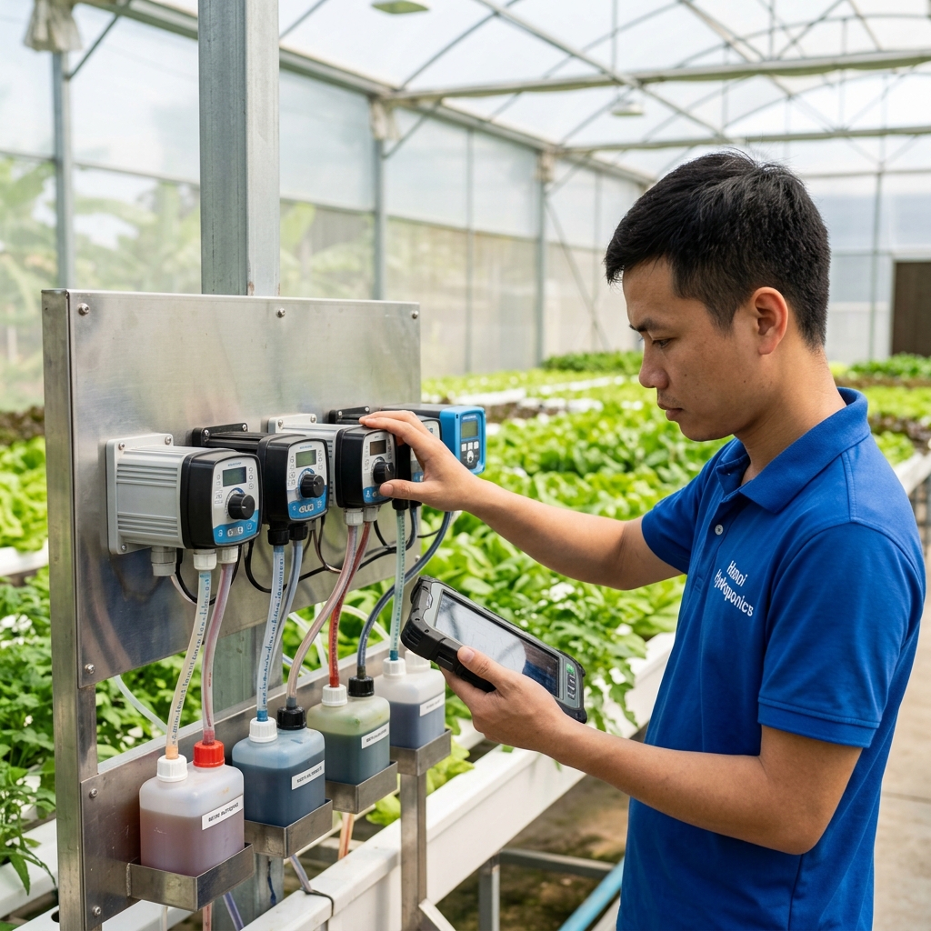 Kiểm soát nồng độ dẫn điện EC và vi lượng chuẩn xác - Bơm định lượng - Máy Bơm Nhập Khẩu Chính Hãng
