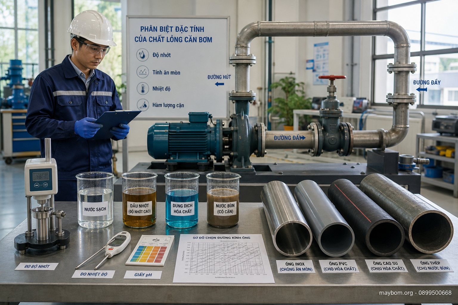 Phân biệt đặc tính của chất lỏng cần bơm