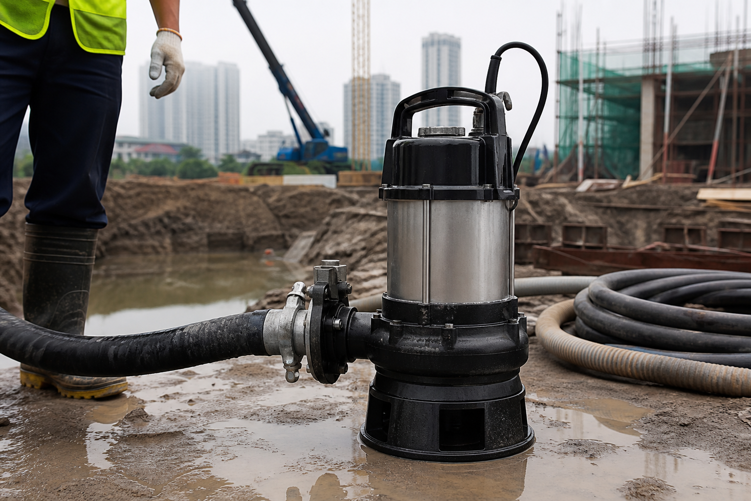 Máy bơm chìm hút bùn dùng cho công trình tại Hà Nội