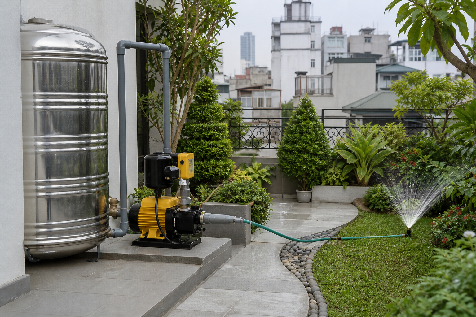 Máy bơm cho hệ thống tưới sân vườn tại Hà Nội