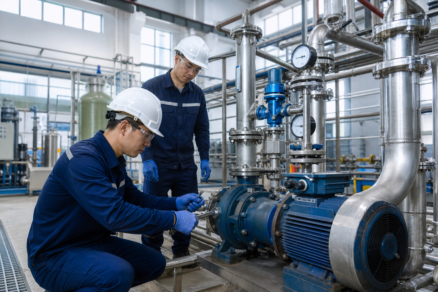 Máy bơm hóa chất lắp đặt trong xưởng sản xuất tại Hà Nội