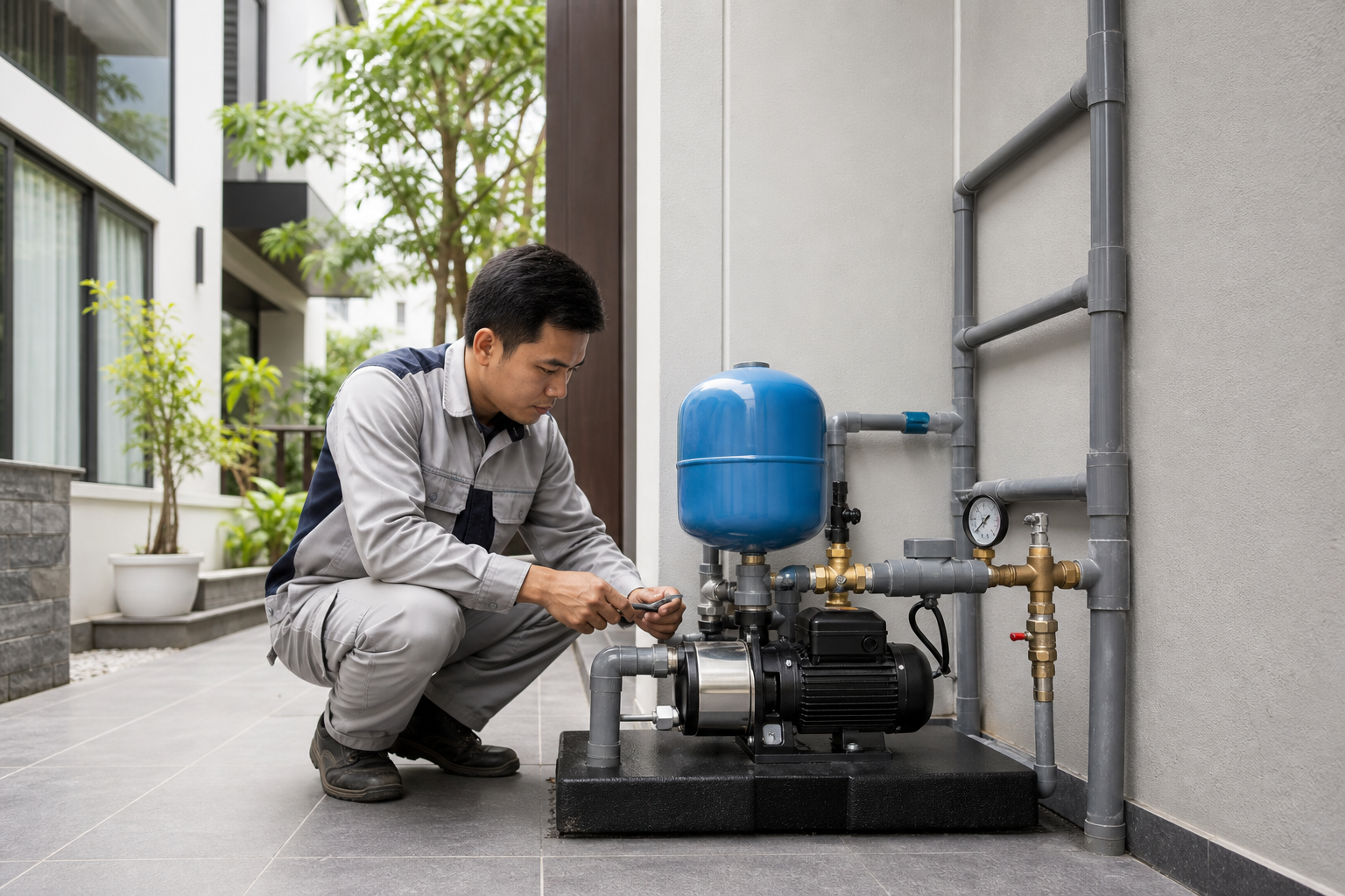 Cách giảm tiếng ồn cho máy bơm giếng khoan tại nhà ở Hà Nội