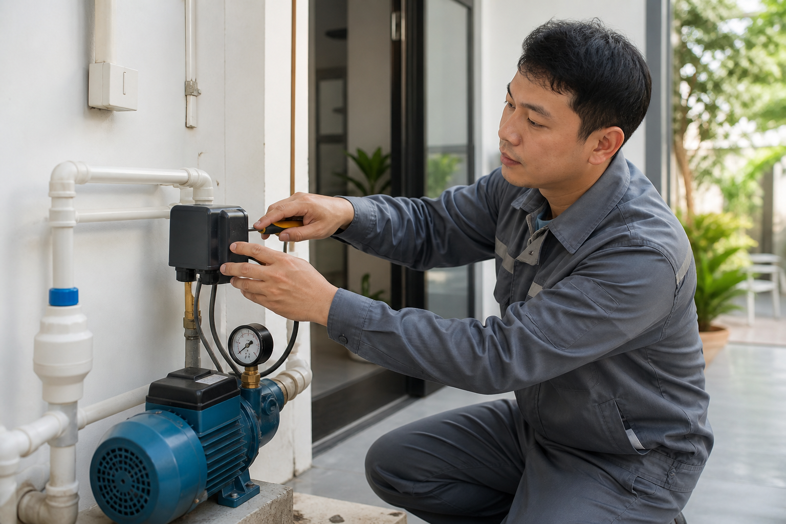 Cách lắp rơ-le áp suất cho máy bơm nước gia đình