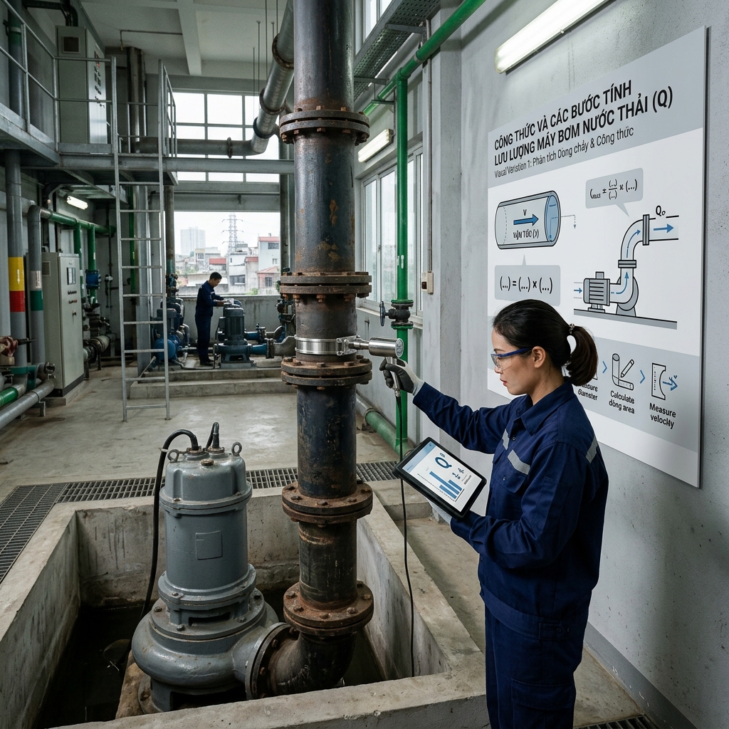 Công thức và các bước tính lưu lượng máy bơm nước thải (Q) - Máy bơm nước thải - Máy Bơm Nhập Khẩu Chính Hãng