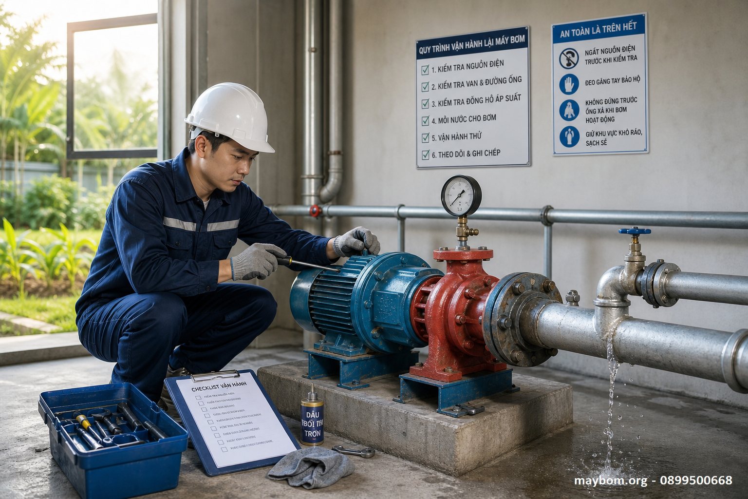 Cách vận hành lại máy bơm sau thời gian dài không sử dụng