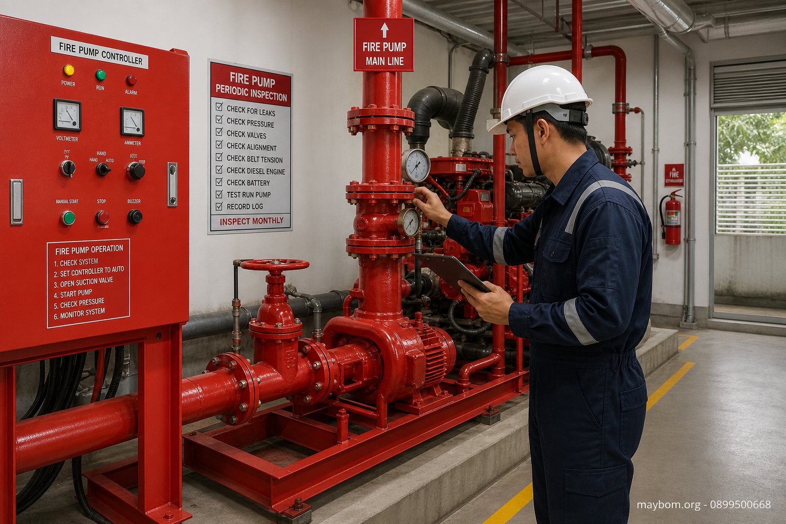 Cách vận hành máy bơm chữa cháy và kiểm tra định kỳ