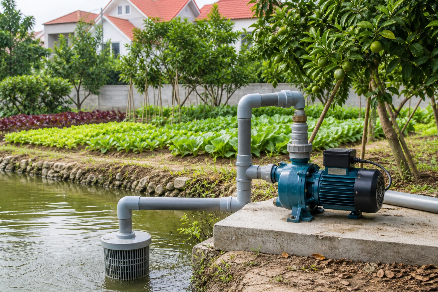 Chọn máy bơm tưới tiêu hút nước ao hồ tại Hà Nội
