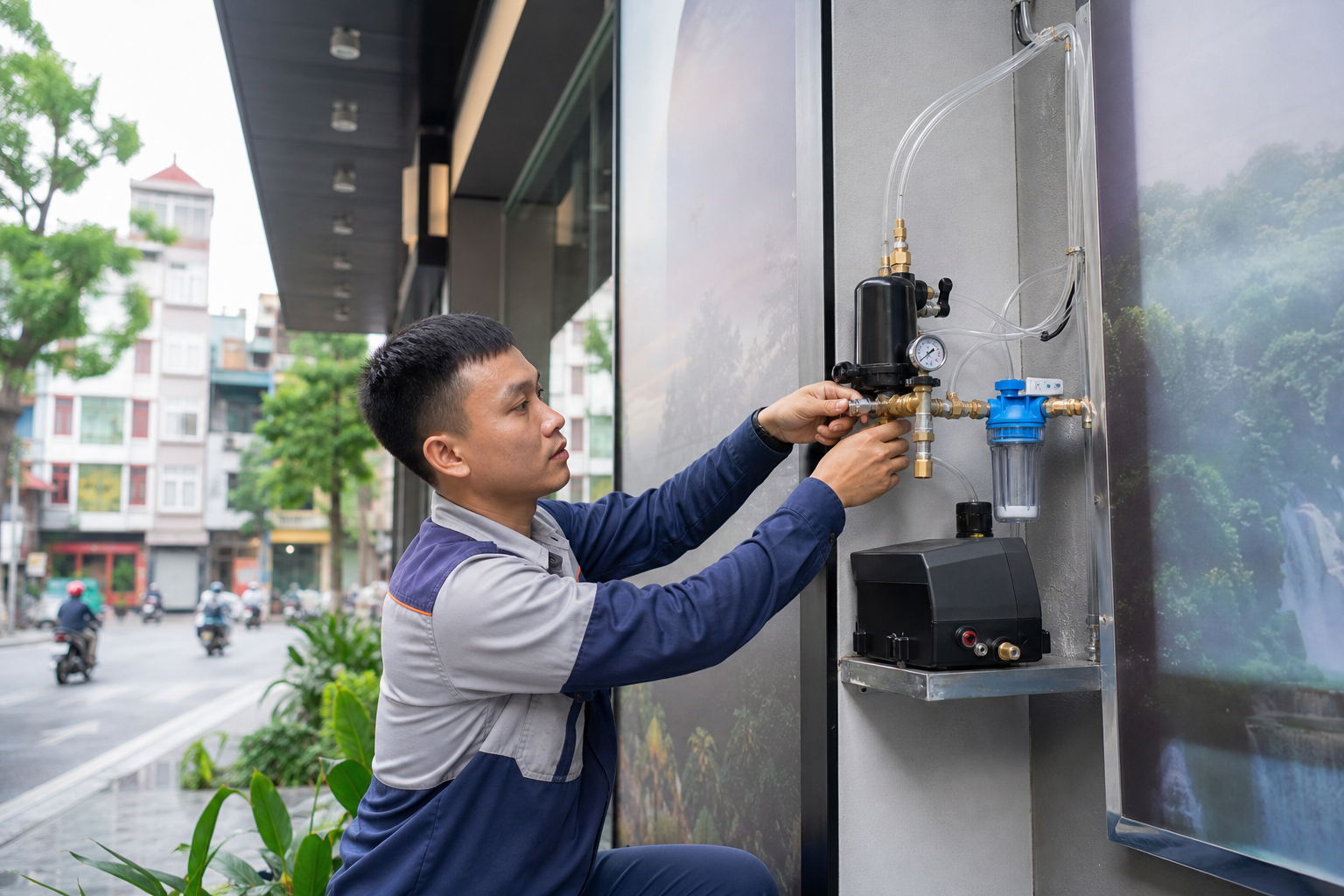 Chọn phụ kiện máy bơm cho hệ phun sương biển hiệu Hà Nội