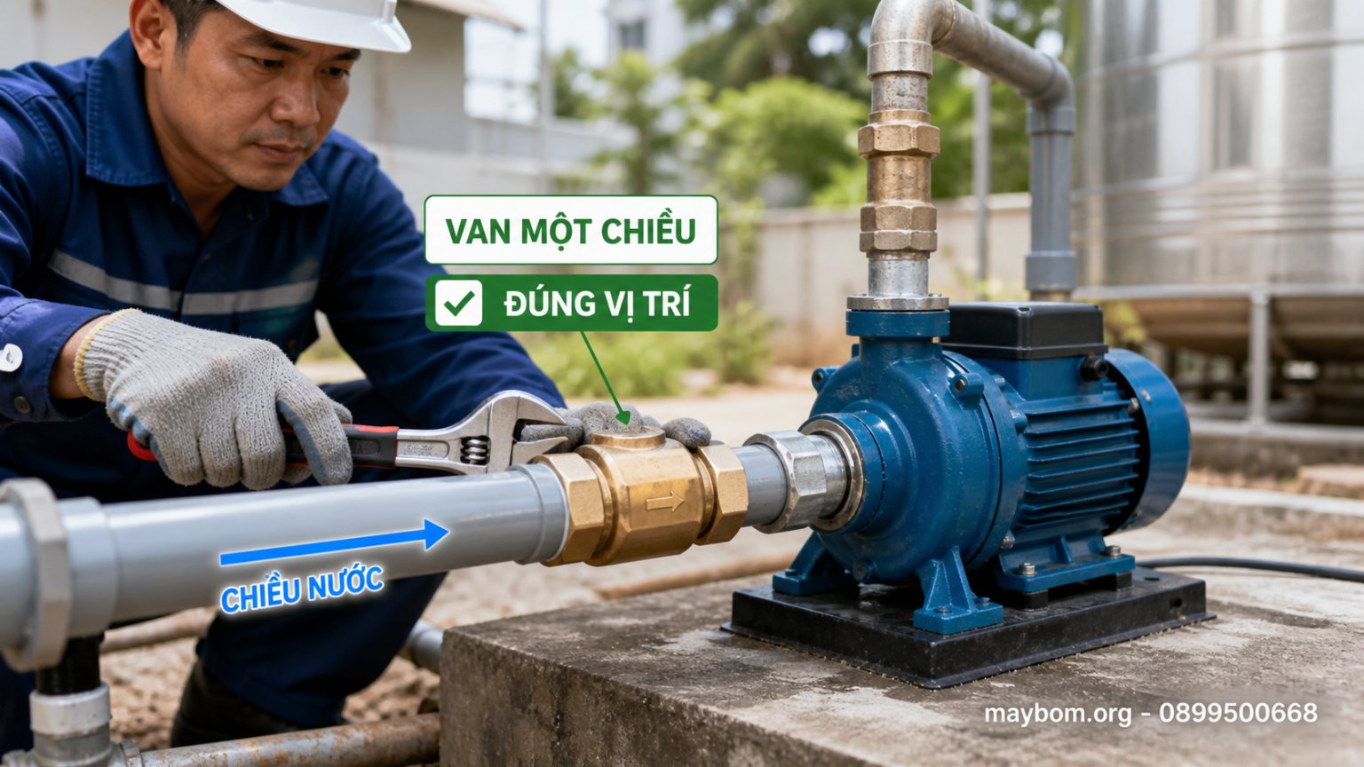 Hướng dẫn lắp van một chiều cho máy bơm đúng vị trí