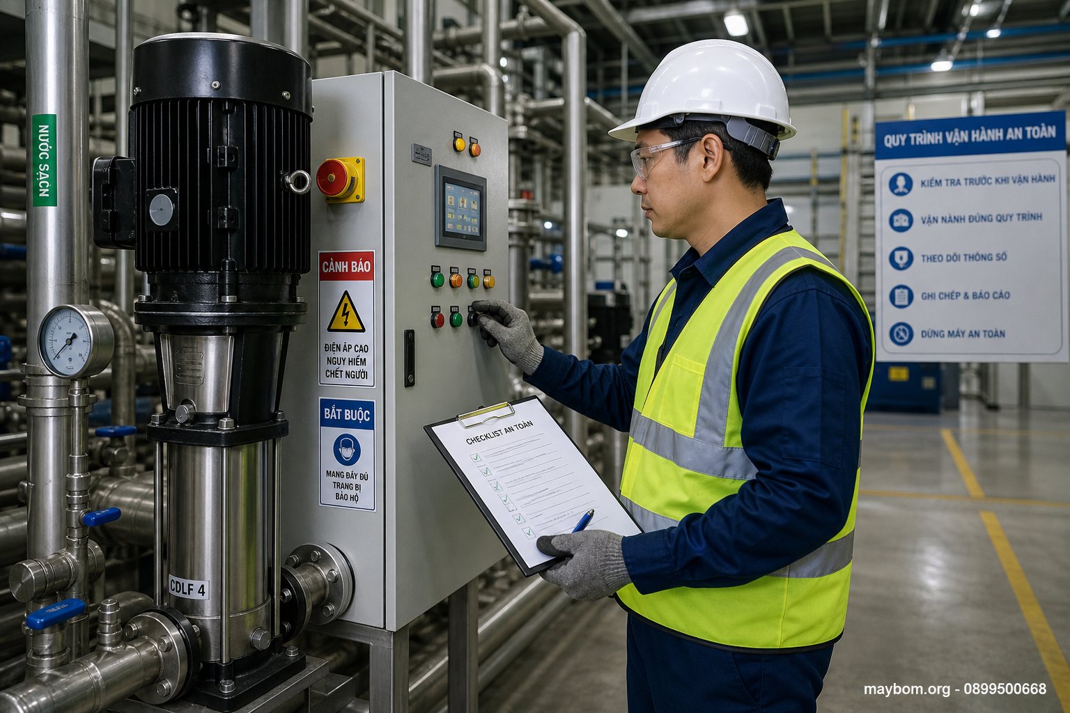 Hướng dẫn vận hành máy bơm công nghiệp an toàn
