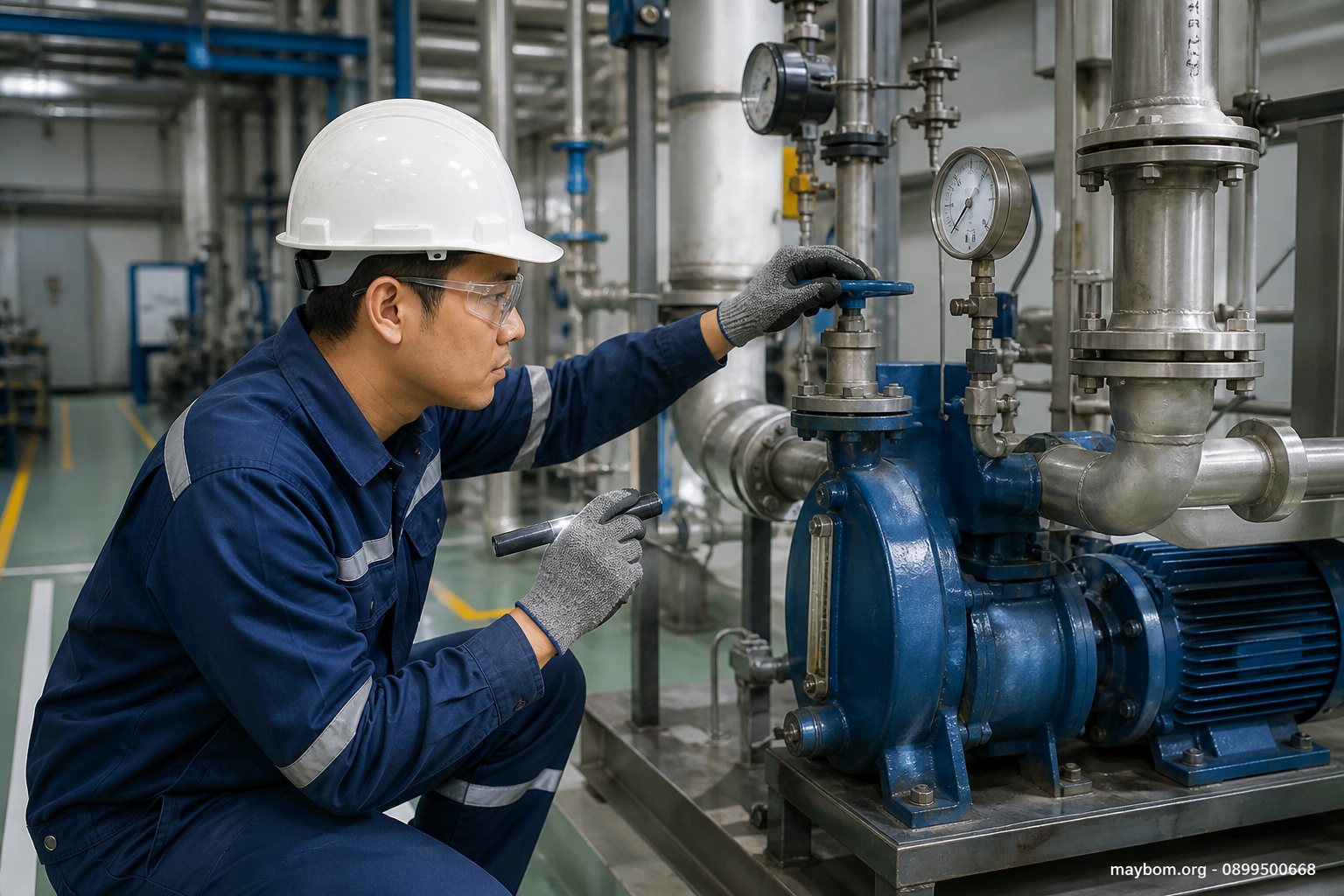 Kiểm tra đường ống, van và tình trạng mồi bơm