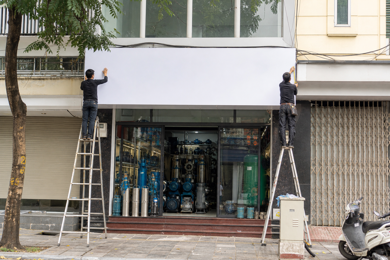 Làm biển hiệu cửa hàng máy bơm tại Hà Nội có cần xin phép?