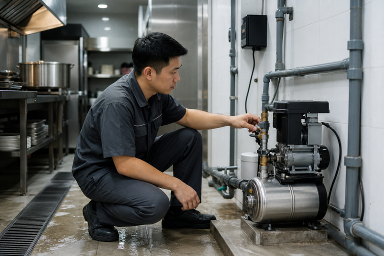 Lắp đặt máy bơm cho nhà hàng, quán ăn tại Hà Nội trong khu bếp và khu kỹ thuật