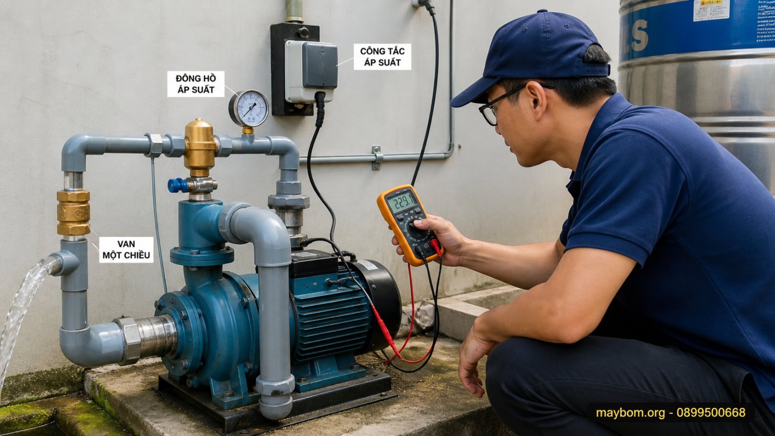 Máy bơm chạy liên tục không ngắt: Cách kiểm tra và sửa lỗi