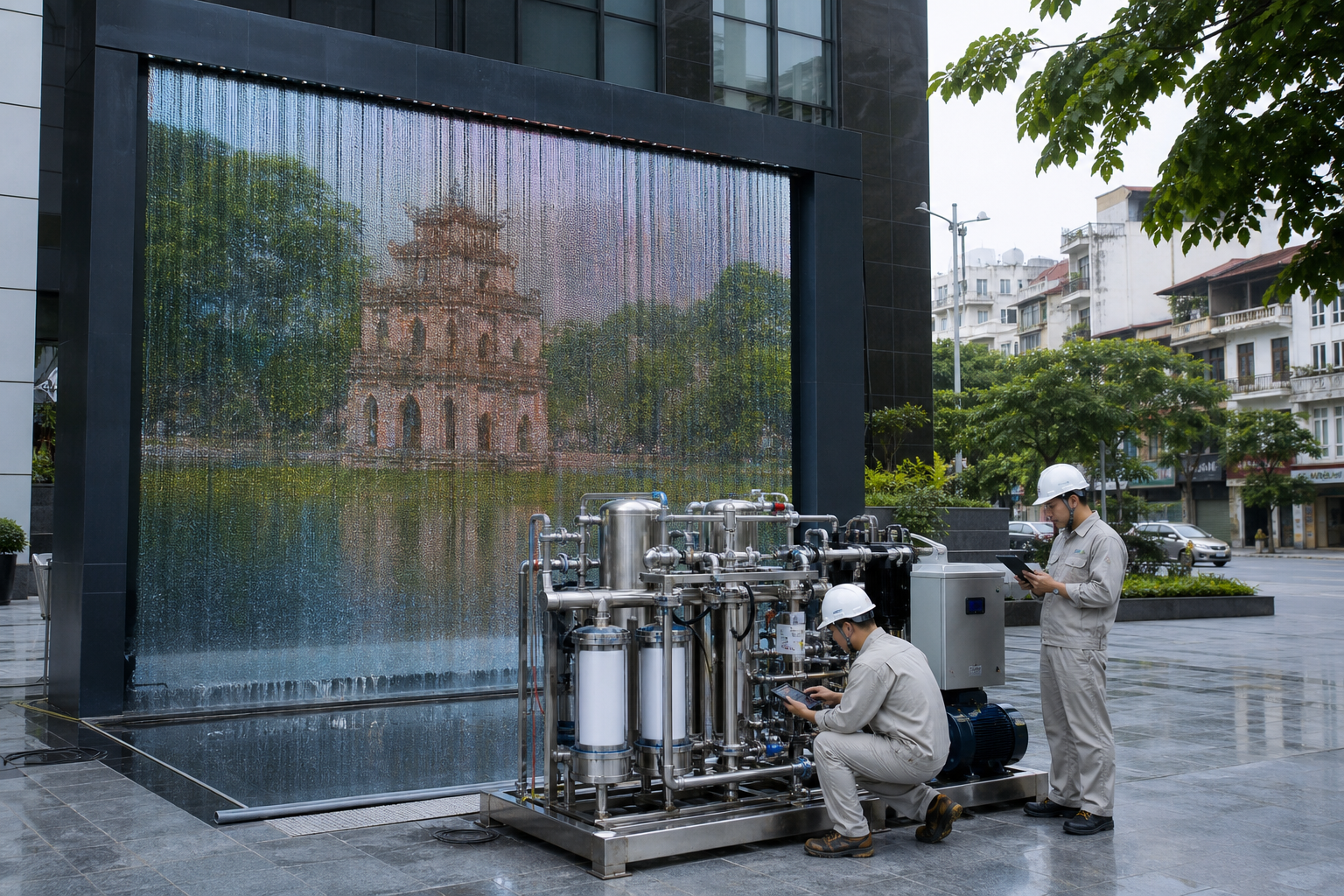 Máy bơm công nghiệp cho biển quảng cáo màn nước tại Hà Nội