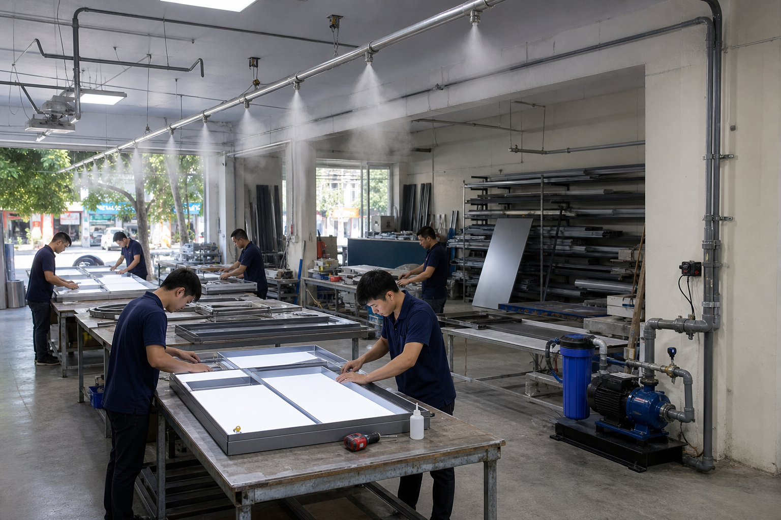 Máy bơm công nghiệp cho hệ phun sương làm mát xưởng quảng cáo tại Hà Nội
