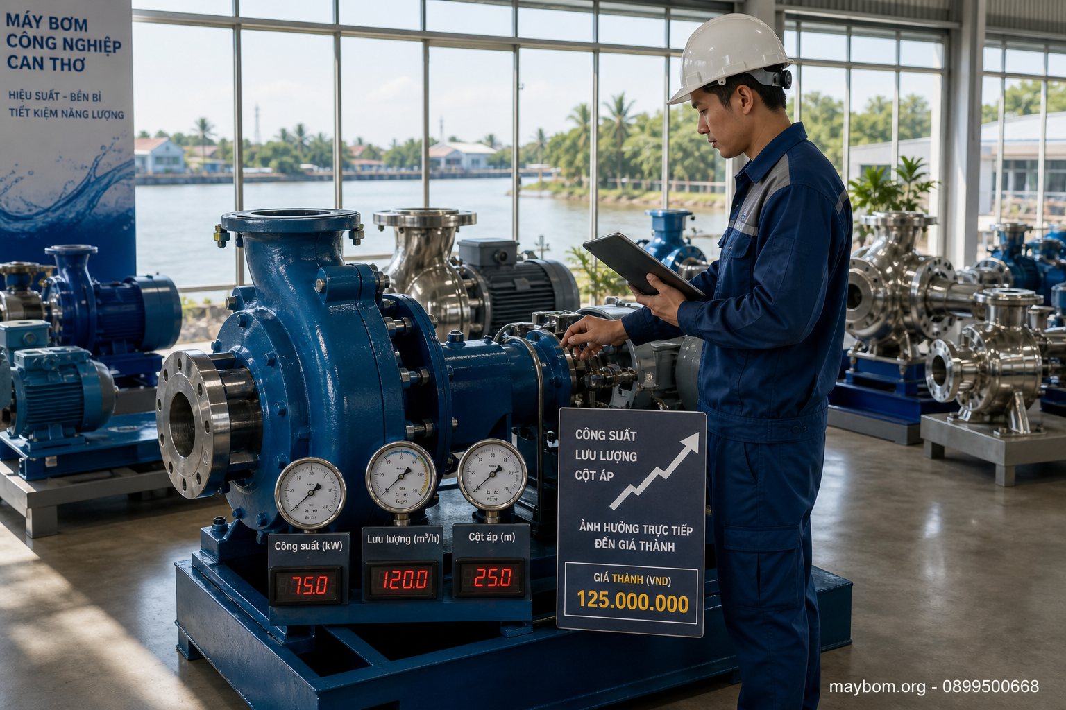 Công suất, lưu lượng và cột áp ảnh hưởng trực tiếp đến giá