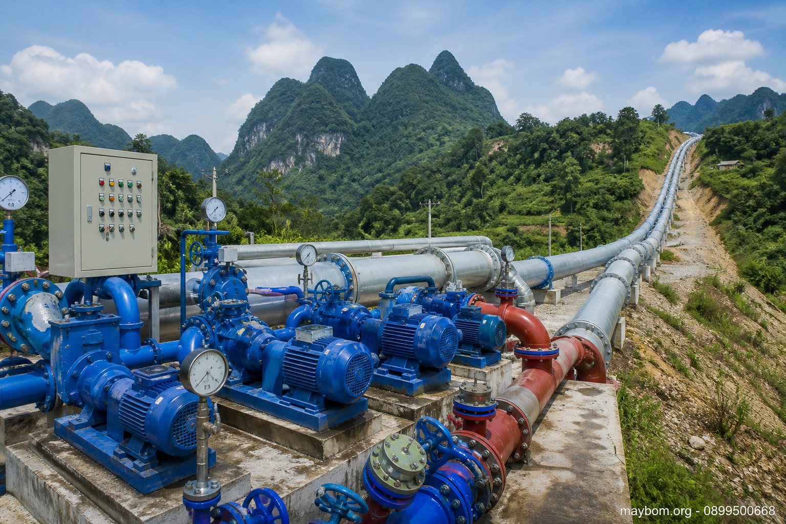 Máy bơm tăng áp và bơm áp lực cao cho hệ thống đường ống dài