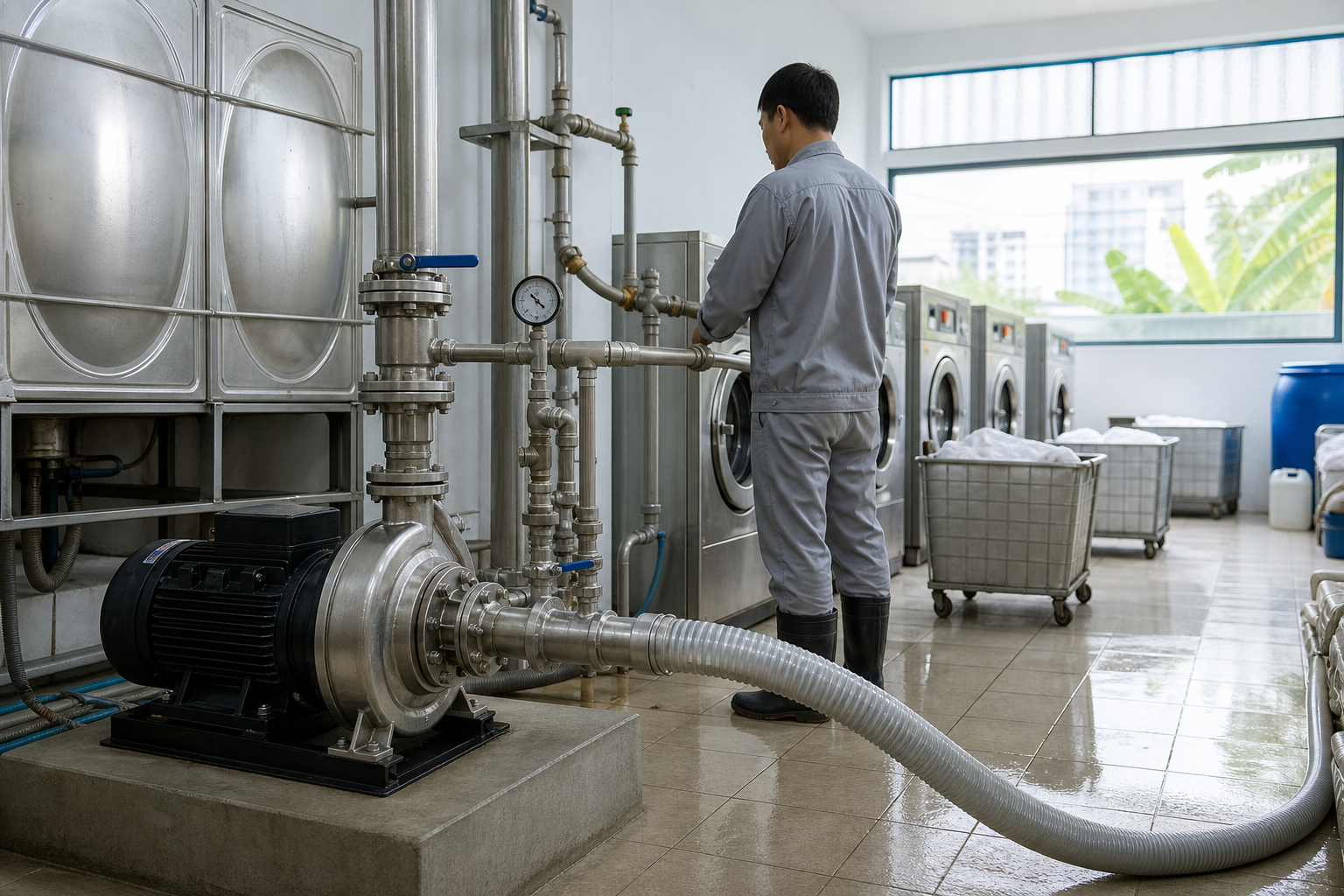 Khi nào xưởng giặt là cần dùng máy bơm ly tâm? - Máy bơm ly tâm - Máy Bơm Nhập Khẩu Chính Hãng