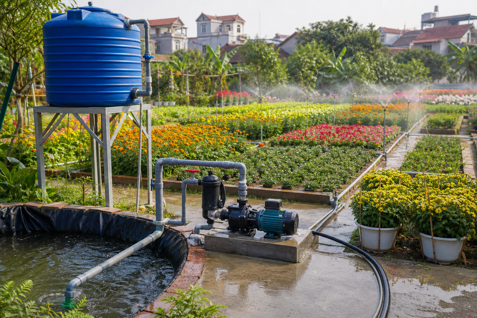 Chọn máy bơm theo nguồn nước và quy mô luống hoa - Máy bơm nông nghiệp - Máy Bơm Nhập Khẩu Chính Hãng