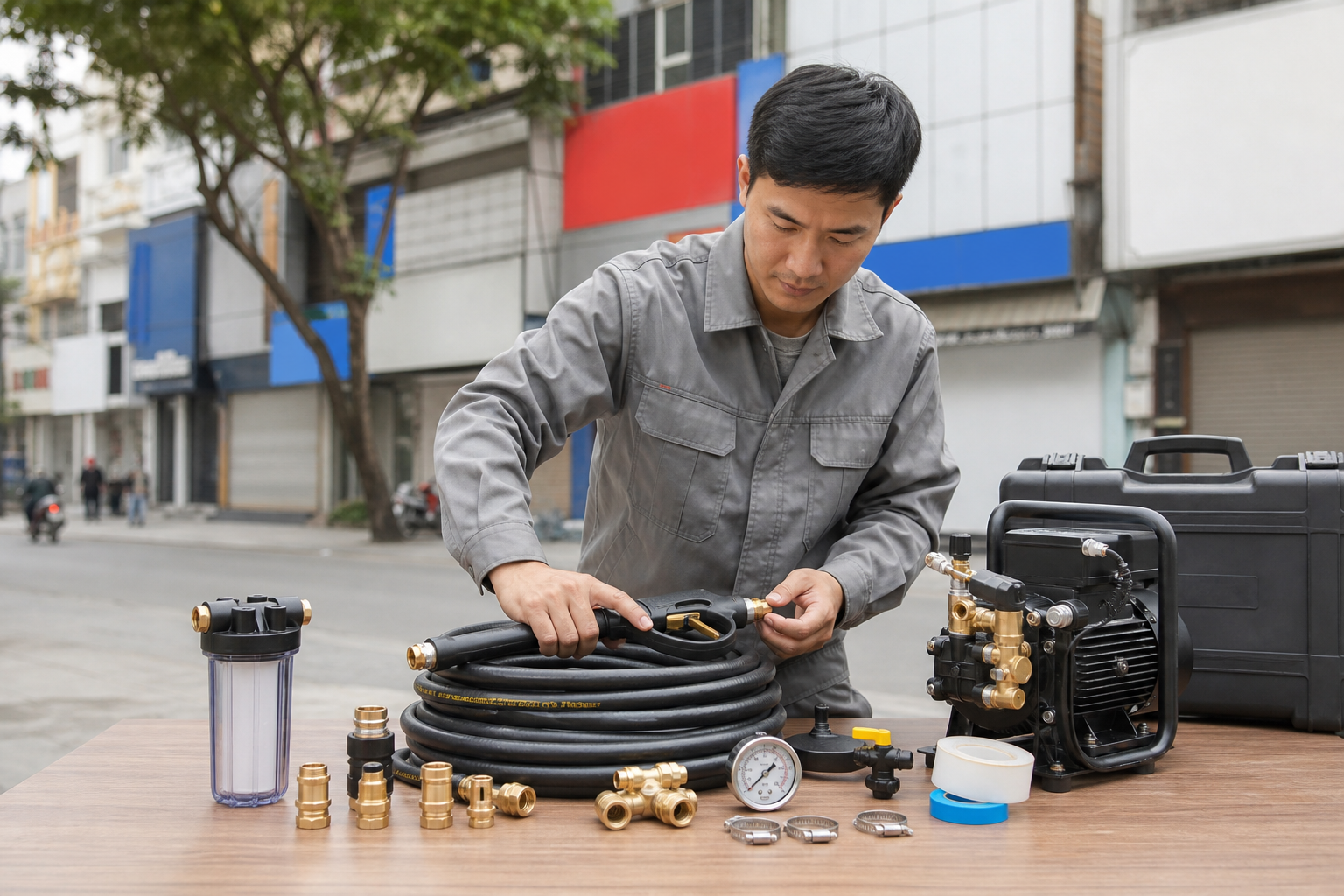 Bộ phụ kiện nên có cho máy bơm tăng áp khi đi công trình - Phụ kiện máy bơm - Máy Bơm Nhập Khẩu Chính Hãng