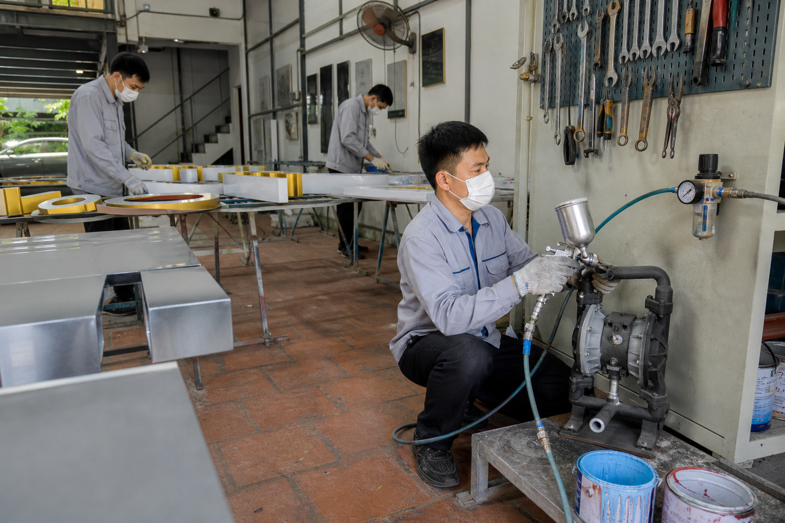 Máy bơm màng phun sơn có phù hợp với xưởng biển hiệu không? - So sánh và đánh giá máy bơm - Máy Bơm Nhập Khẩu Chính Hãng