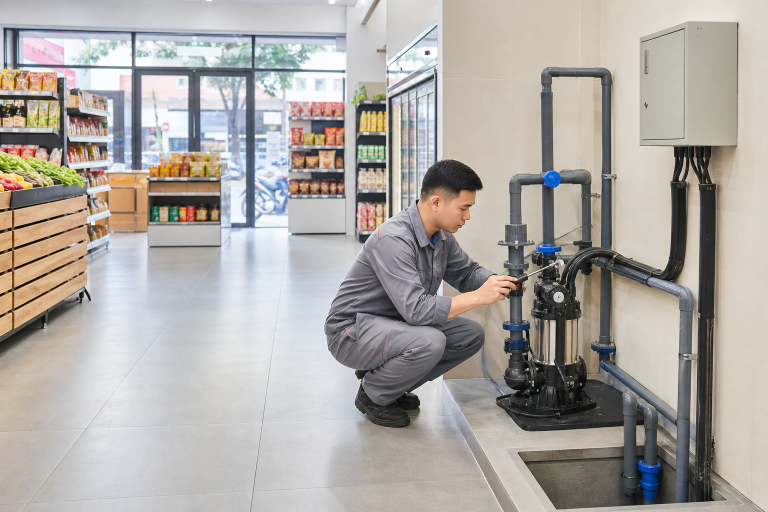 Máy bơm nước thải cho siêu thị mini tại Hà Nội