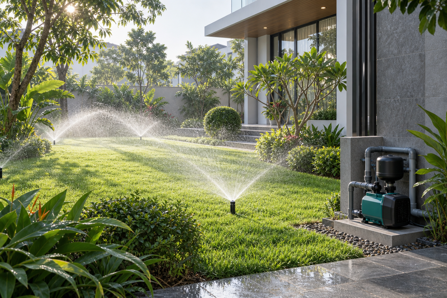 Chọn máy bơm tưới tiêu cho sân vườn biệt thự Hà Nội