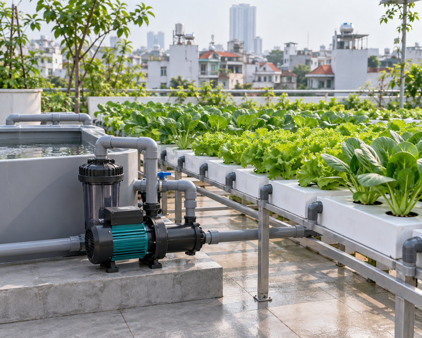 Chọn máy bơm tưới tiêu cho vườn rau thủy canh Hà Nội