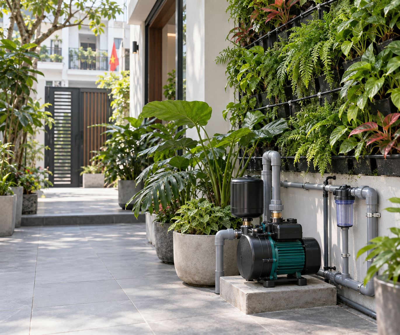 Chọn máy bơm tưới tiêu cho vườn tường đứng Hà Nội