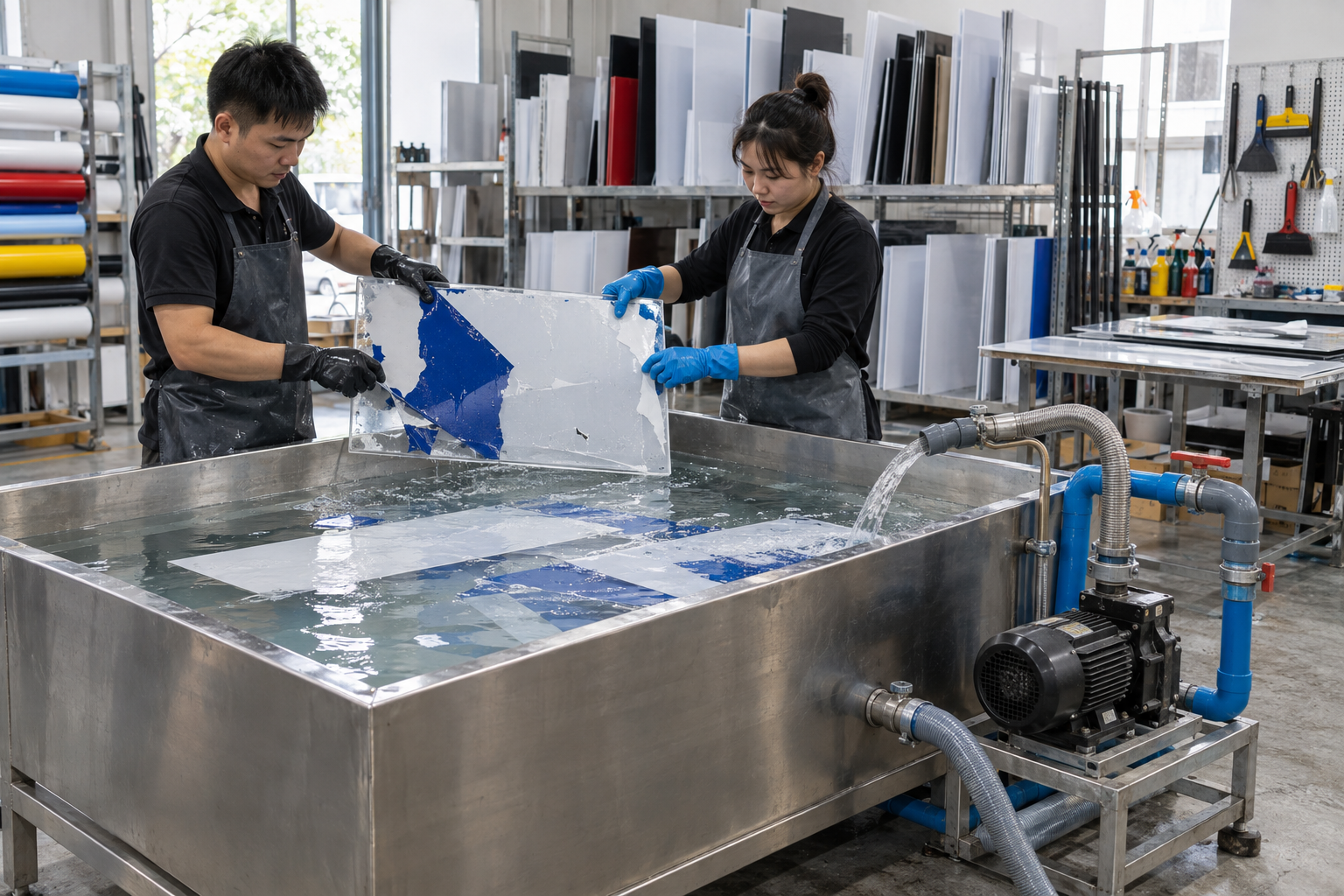 Bể ngâm tẩy decal trong xưởng quảng cáo cần máy bơm để làm gì? - Máy bơm công nghiệp - Máy Bơm Nhập Khẩu Chính Hãng