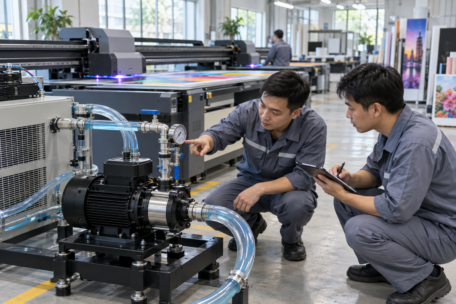Vì sao máy in UV trong xưởng quảng cáo cần hệ bơm ổn định? - Máy bơm công nghiệp - Máy Bơm Nhập Khẩu Chính Hãng