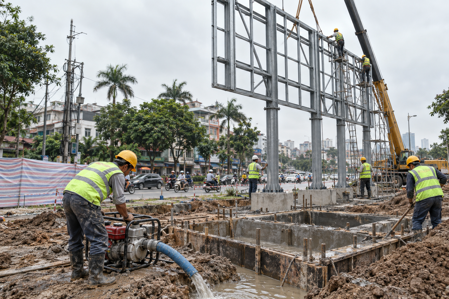 Máy Bơm Công Nghiệp Cho Thi Công Pano Hà Nội