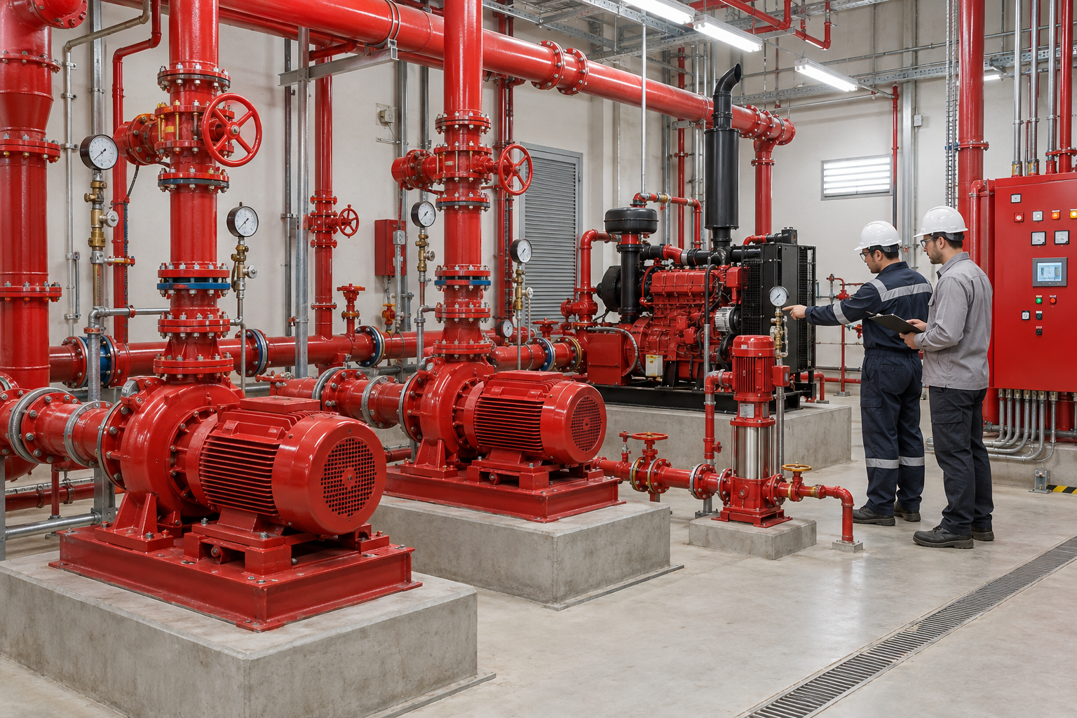 Kiểm tra hệ thống máy bơm PCCC trước nghiệm thu
