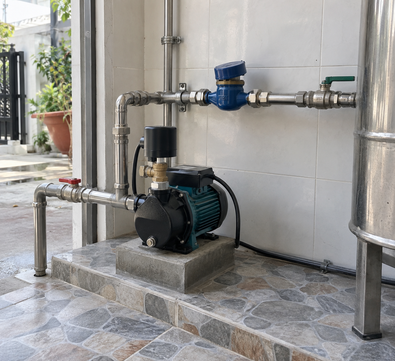 Máy bơm tăng áp lắp cho hệ thống nước máy yếu trong gia đình